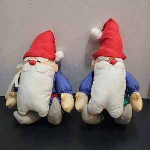 Vintage Pair of Parachute Puffy‎ Nylon 12" Santa Claus Plushies READ